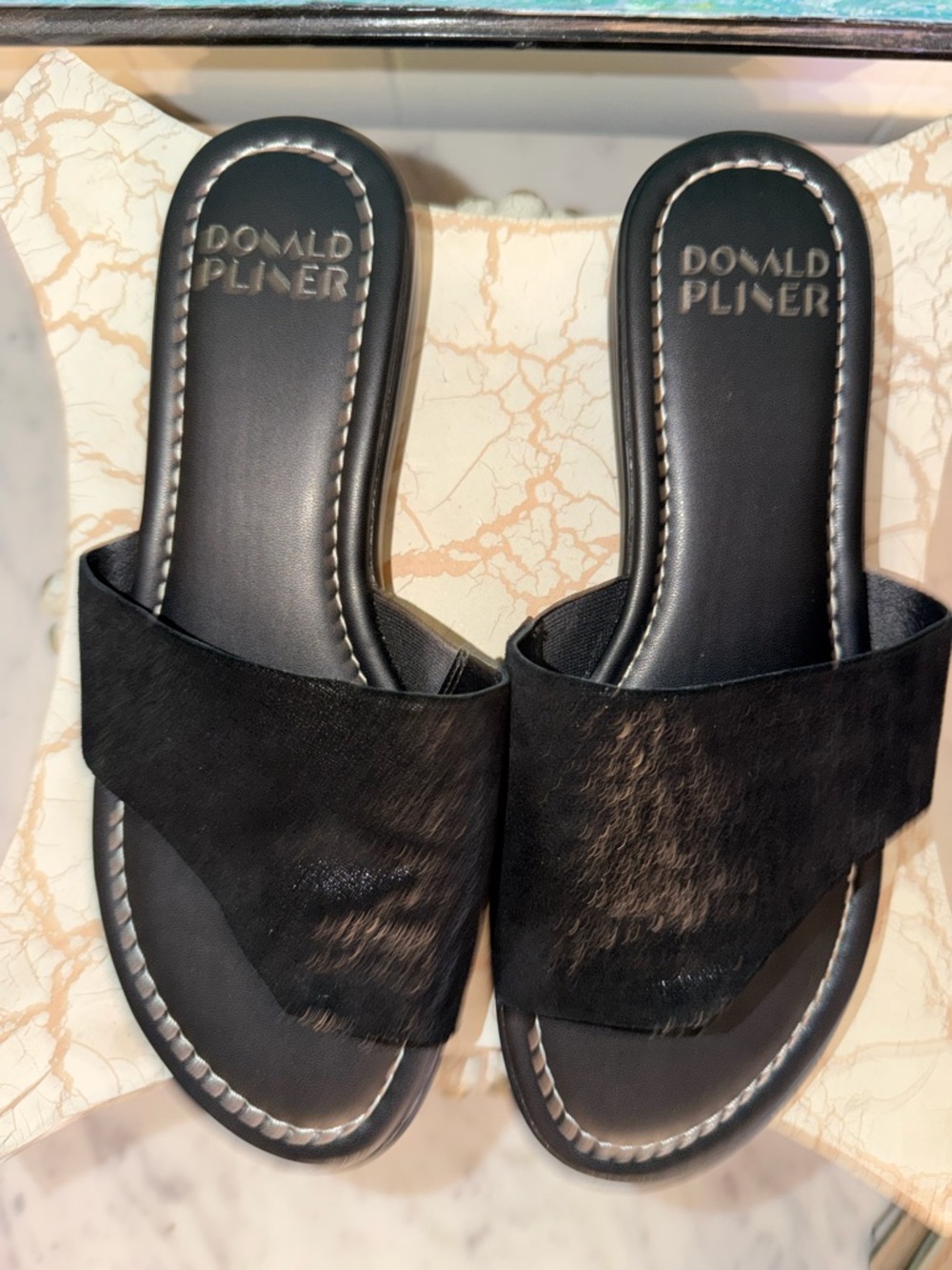 Donald J. Pliner Black Slip-On Sandals